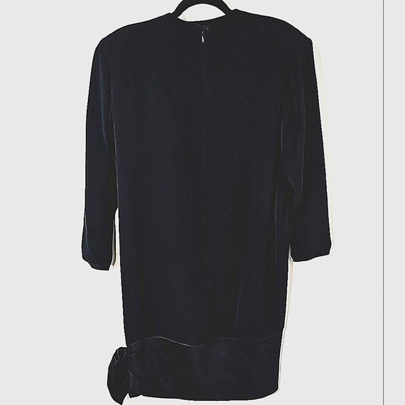 VTG Mark Heister Black Cocktail Dress with Taffeta Bow Hemline - Picture 8 of 12